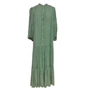 dress MAX STUDIO vintage S/M/L silky rayon modest long sleeve boho hippie 90's